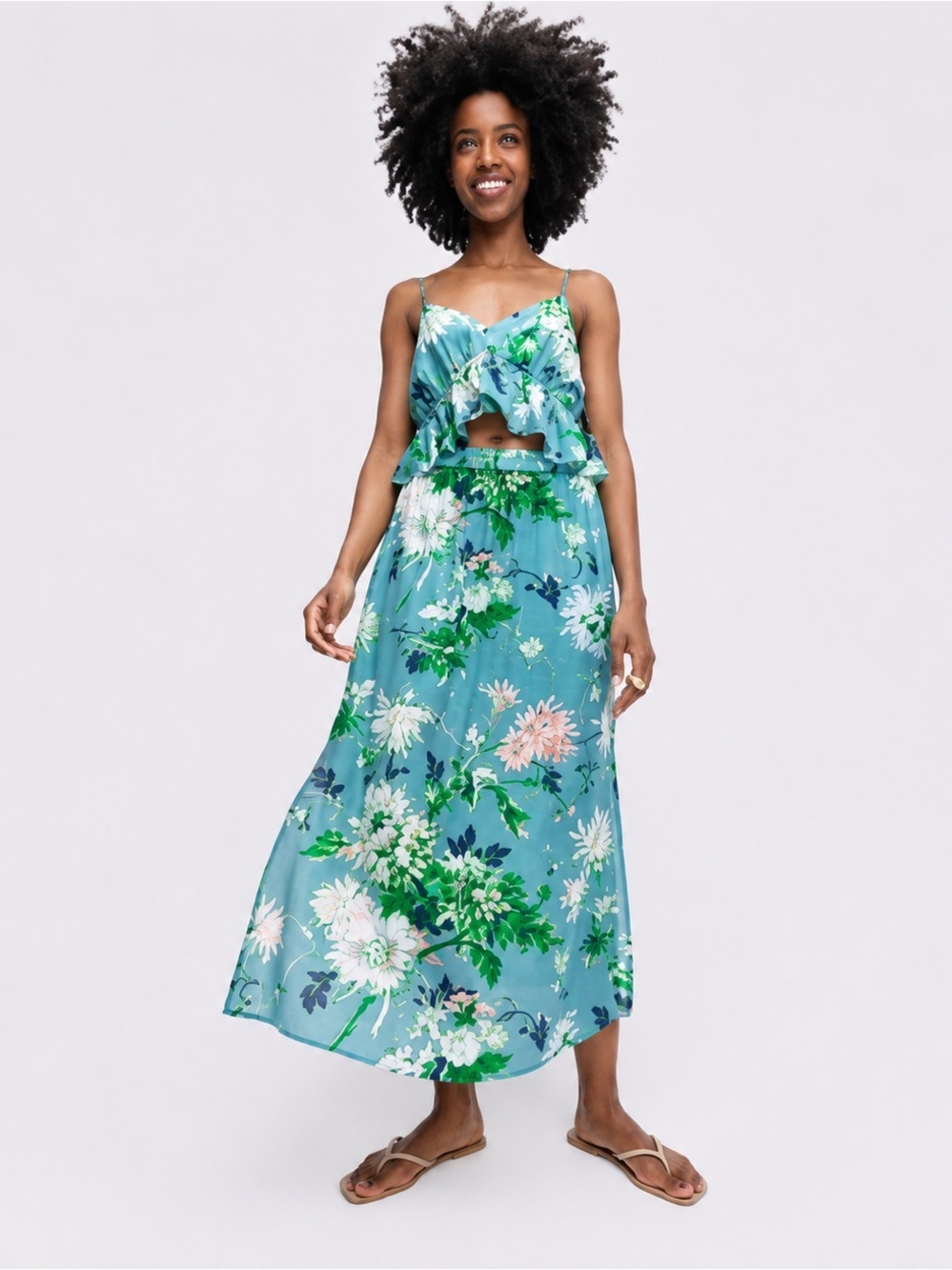 H&M Floral Midi Skirt Size Small